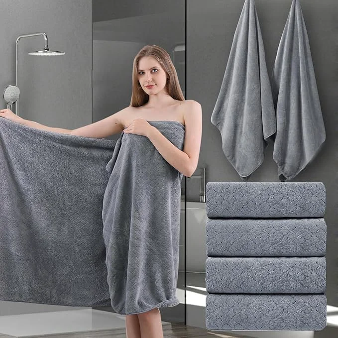 Pure Ycosy Gray Bath Towels Set 35x70 Inches Classic