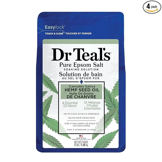 Professional Dr Teal's Pure Epsom Magnesium Salt Soak Cannabis Sativa Hemp Seed Oil Smooth