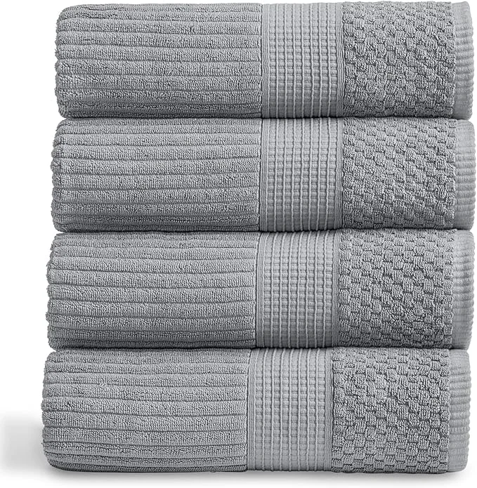 Clean Springtree Home Cotton Bath Towel Set of 4 Super Soft Absorbent Prestigious