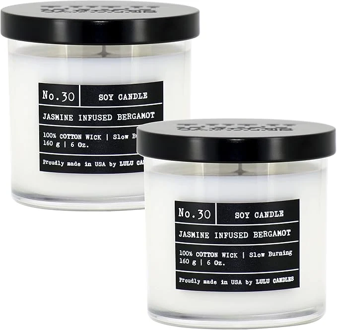 Next-Generation Lulu Candles Jasmine Infused Bergamot Luxury Scented Soy Jar Candle Hand Eco-Friendly