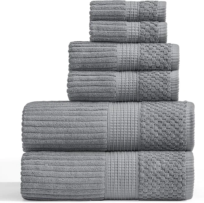 Original Design Springtree Home Cotton Bath Towel Set 6 Piece Set Super Soft Absorbent Carefully Designed