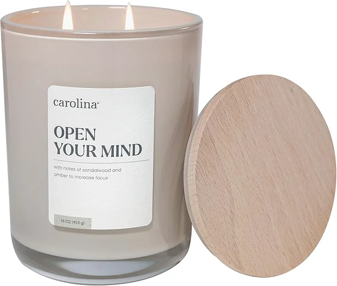 Pure Carolina Open Your Mind Scented Candle 16 oz Sandalwood Amber Scented Casual
