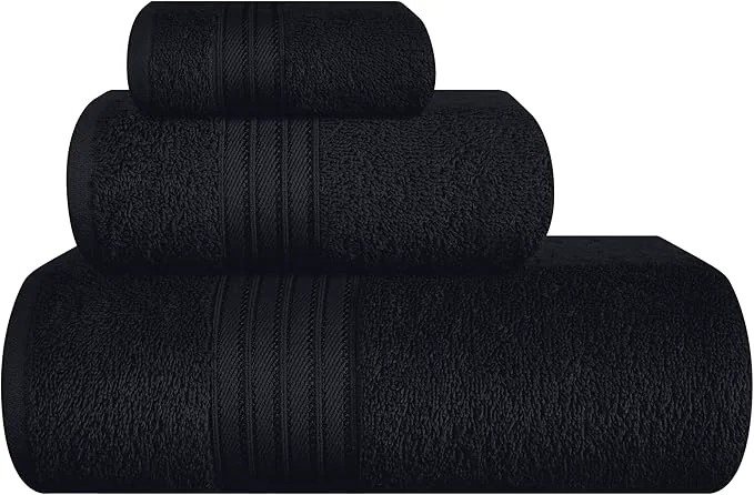 Authentic BOUTIQUO Ultra Soft 3 Pack Cotton Towel Set Contains a Bath Towels 28x55 inch Specialty