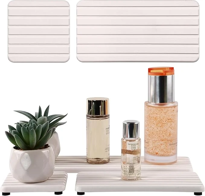 Carefully Designed Set of 4 Bathroom Vanity Tray Quick-Dry Diatomite Kitchen Tray First-Class