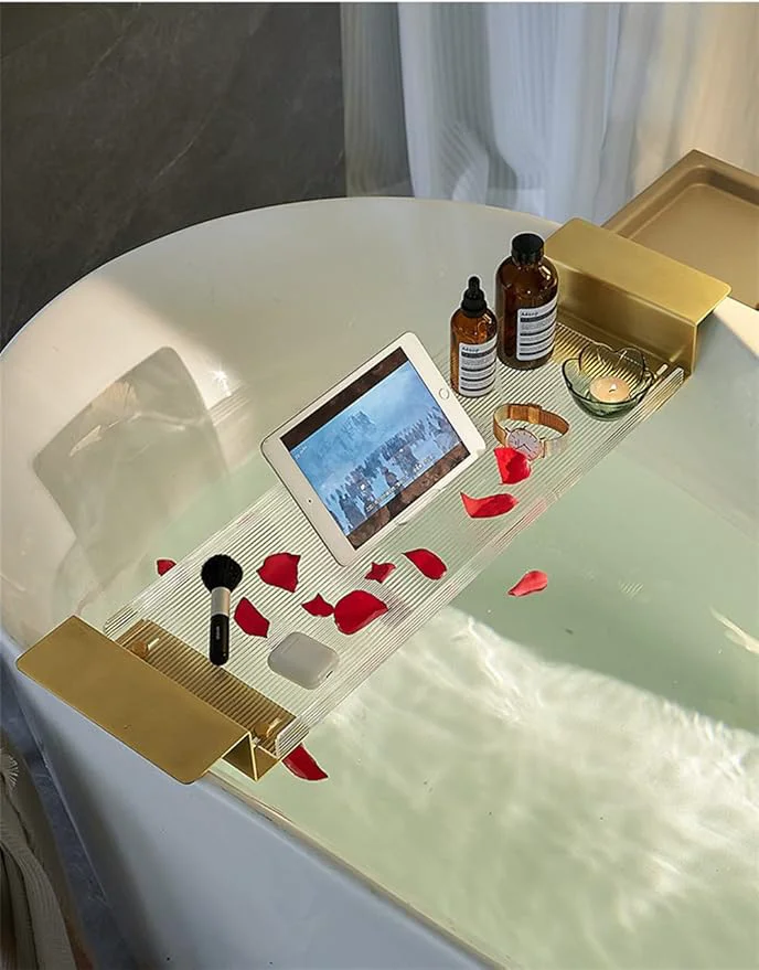 Green WANLIAN 33 Inch Luxury Bathtub Caddy Tray Premium Material