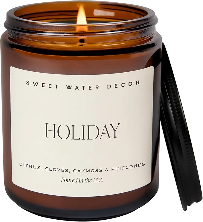 World-Class Sweet Water Decor Holiday Candle Cloves and Sandalwood Festive Christmas Luxury