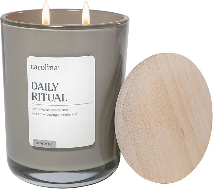 Soft Carolina Daily Ritual Scented Candle 16 oz Musk Jasmine Scented 2 Wick Premium