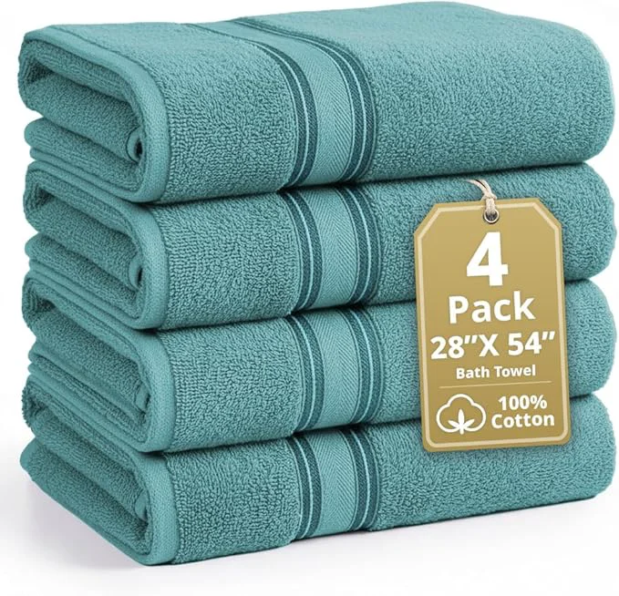 Luxury Lane Linen Cotton Bath Towels 4 Pack Smart