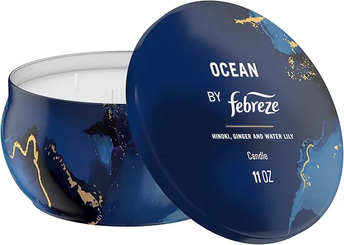 Durable Febreze Scented Candle Ocean Scent 11 oz 4 Wick Candle Single Pack Original
