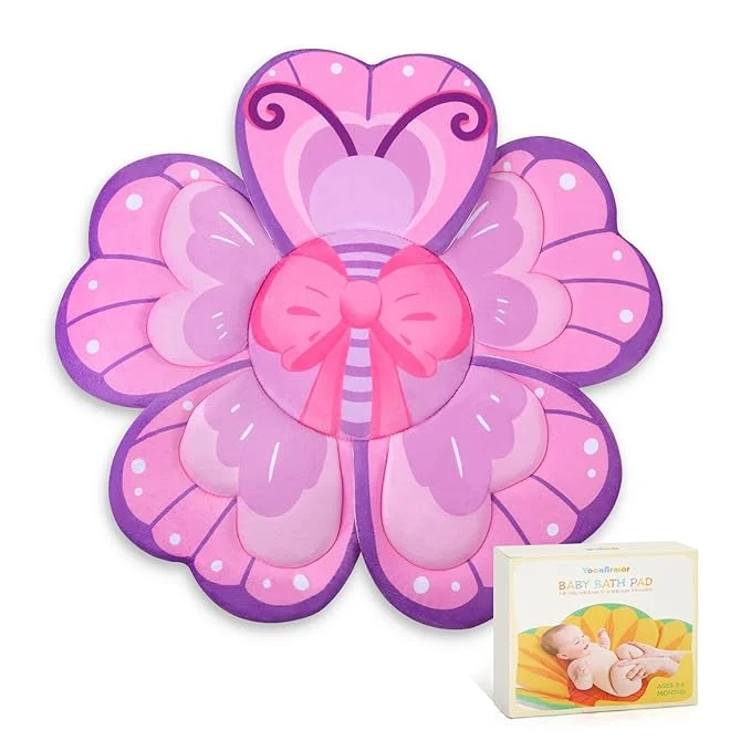 Genuine Pink Butterfly Baby Bath Pad Lightweight