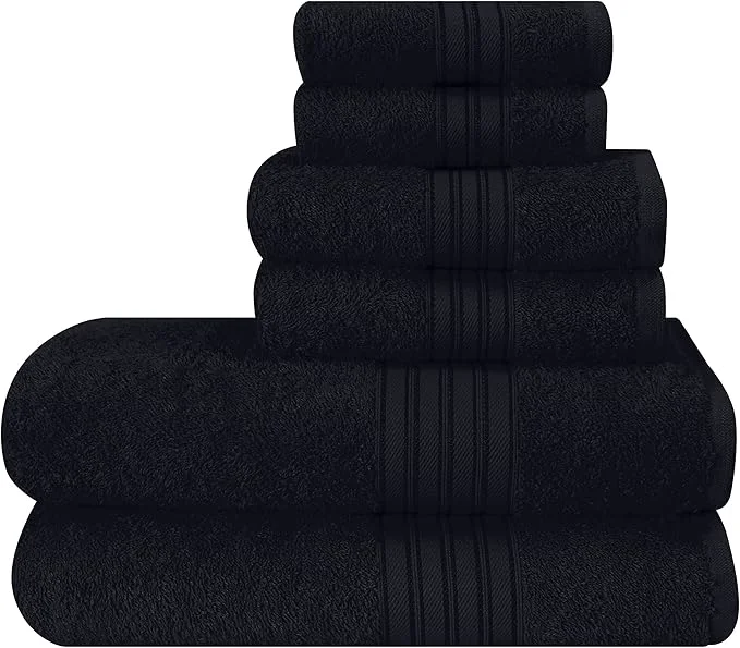 Smooth BOUTIQUO 6 Pack Cotton Towel Set Contains 2 Bath Towels 28x55 inch 2 Hand Natural