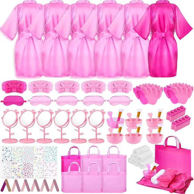 Verified Spa Party Supplies for Girls 6 Satin Robes Kids Spa Birthday Sleepover Safe