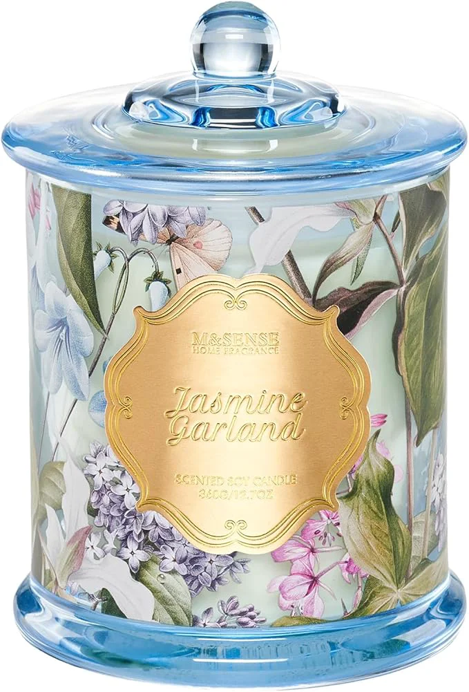 Specialty M SENSE Jasmine Garland Spring Natural Soy Candle 12.7oz 75H Slow Burning Easy-to-Use