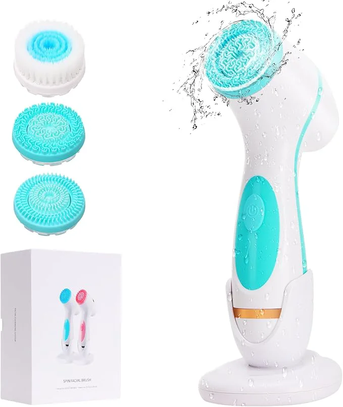 Practical Facial Cleansing Brush Waterproof Dual-Rotation Face Scrubber Exfoliator Safe
