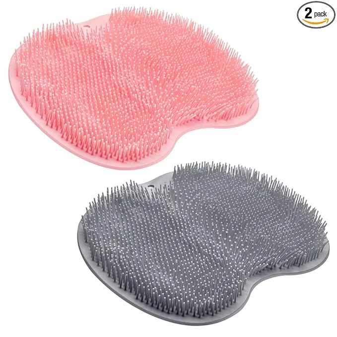 Genuine 2PACK Shower Foot Scrubber Mat Back Washer Back Exfoliating Bath Wash Pad Wall Unique
