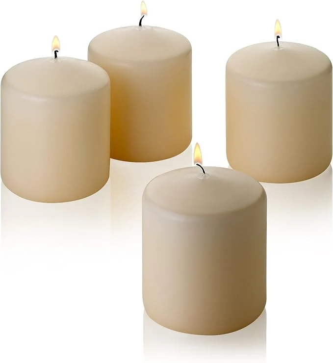 Breathable French Vanilla Pillar Scented Candles 3 Tall X 3 Wide Set of 4 Environmentally Friendly