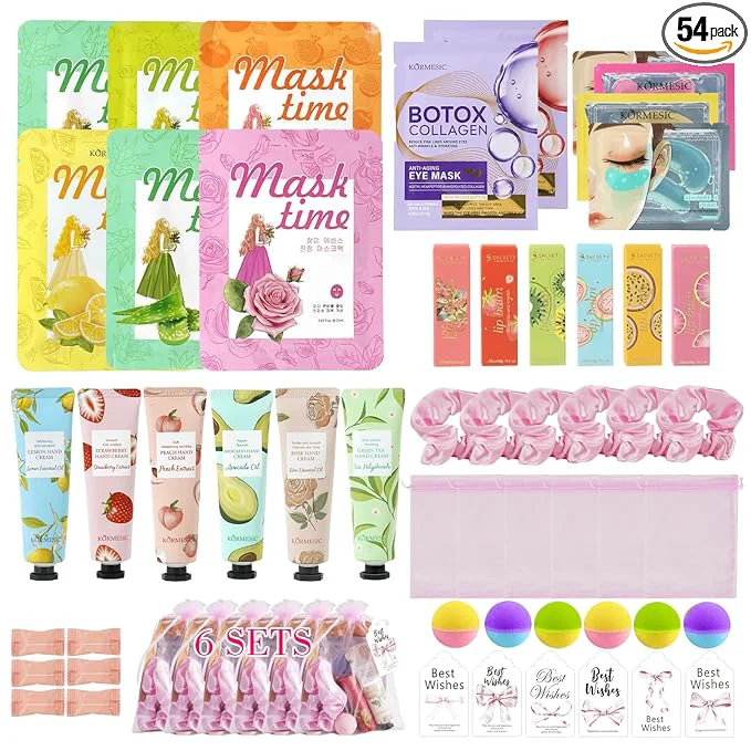 Recyclable 54PCS Spa Party Supplies for Girls Spa Party Favors Include Facial Masks Sustainable