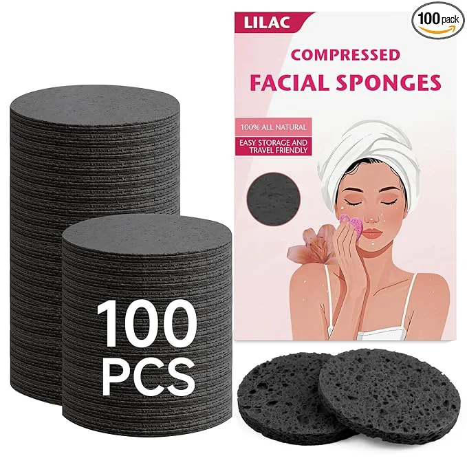 Recyclable 100 Count Compressed Facial Sponges Natural Cellulose Eco-Friendly Makeup High-Grade
