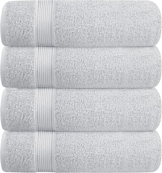 Breathable BELZZI Home Ultra Soft 4 Pack Oversized Bath Towel Set 27x54 Cotton Compact Detailed