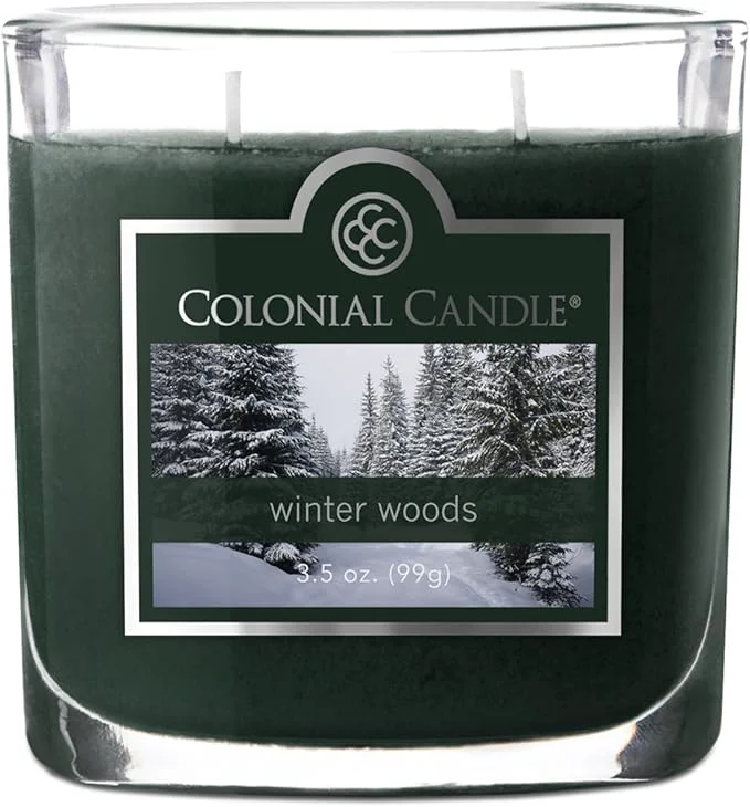 Solid Colonial Candle Winter Woods Scented Jar Candle 2 Wick 3.5 oz Mottled Wax Recyclable