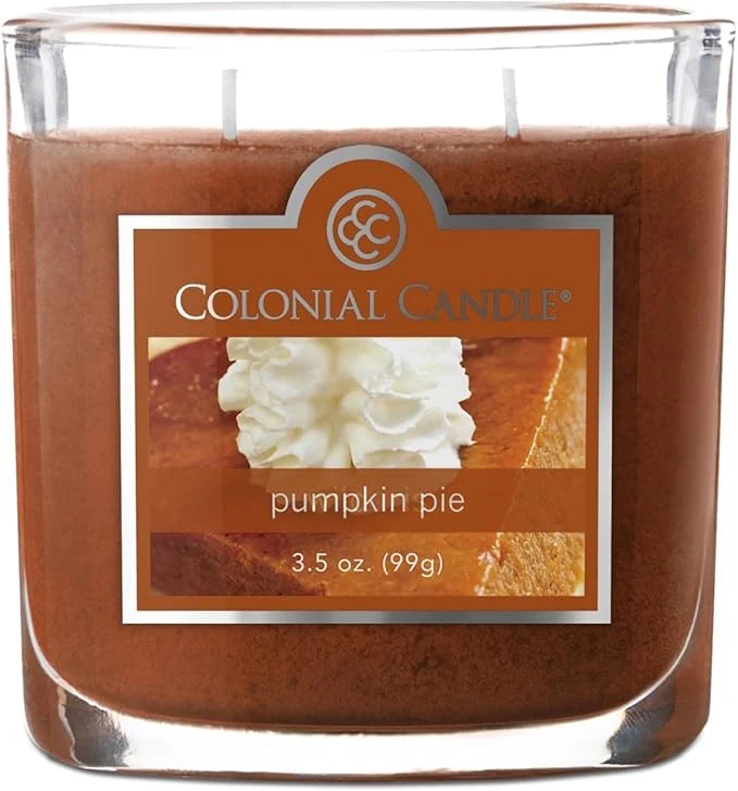 Unique Colonial Candle Pumpkin Pie Scented Jar Candle 2 Wick 3.5 oz Mottled Wax Crafted