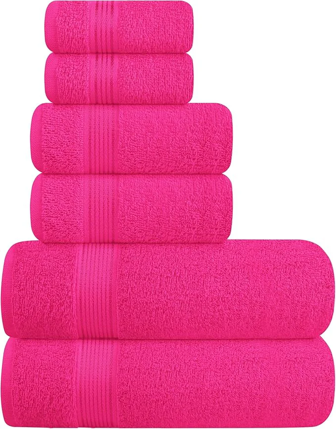 World-Class Elvana Home Ultra Soft 6 Pack Cotton Towel Set Contains 2 Bath Towels 28x55 Consistent