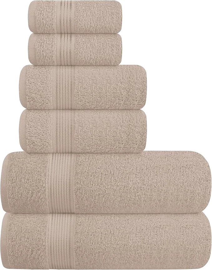 Safe Elvana Home Ultra Soft 6 Pack Cotton Towel Set Contains 2 Bath Towels 28x55 Durable