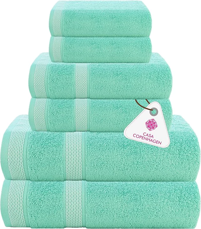 Eco-Friendly CASA COPENHAGEN Solitaire 6Pcs Egyptian Cotton Large Designer Towels Gift Safe