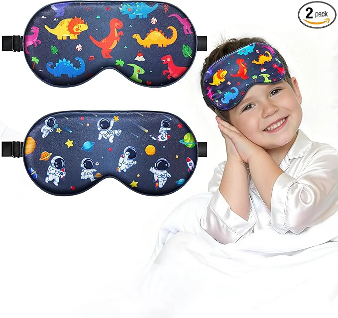 Environmentally Friendly BeeVines Kids Mulberry Silk Sleep Mask 2 Pack Design Pure Clean