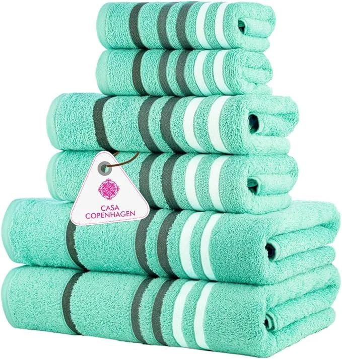Reliable CASA COPENHAGEN Exotic 6Pcs Egyptian Cotton Designer Towels Gift Set- Aqua Fast