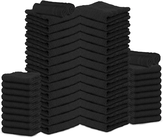 Responsible Salon Towels – 50 Pack Black Hand Towels Cotton Spa Towel – 16x27 inches Minimalist