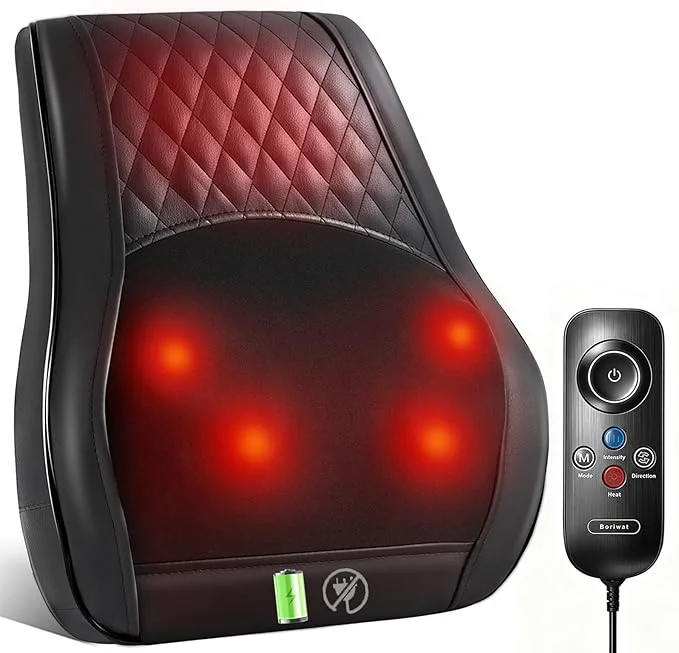 Reusable Boriwat Shiatsu Back Massager for Pain Relief Deep Tissue-Movable Electric Neck Secure