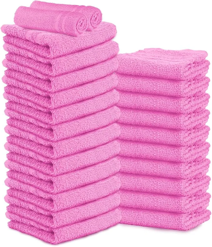 Crafted 24 Pack Pink Hand Towels Cotton Spa Towel – 16x27 inches Highly Absorbable Eco-Friendly