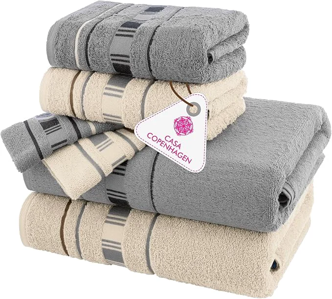 Smart CASA COPENHAGEN X Line 6Pcs Egyptian Cotton Large Designer Towels Gift Genuine