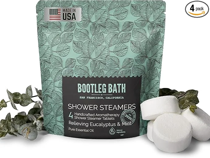 Sophisticated Shower Steamers Aromatherapy Eucalyptus and Mint 4 Pack Pure Essential Oil User-Friendly