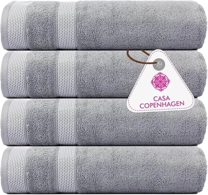 User-Friendly CASA COPENHAGEN Solitaire 4Pcs Egyptian Cotton Large Designer Towels Gift Classic