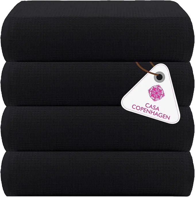 Crafted CASA COPENHAGEN Wafffle 4Pcs Egyptian Cotton Large Designer Towels Gift Reliable