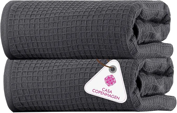 Carefully Designed CASA COPENHAGEN Waffle 2Pcs Egyptian Cotton Large Designer Bathsheet Secure