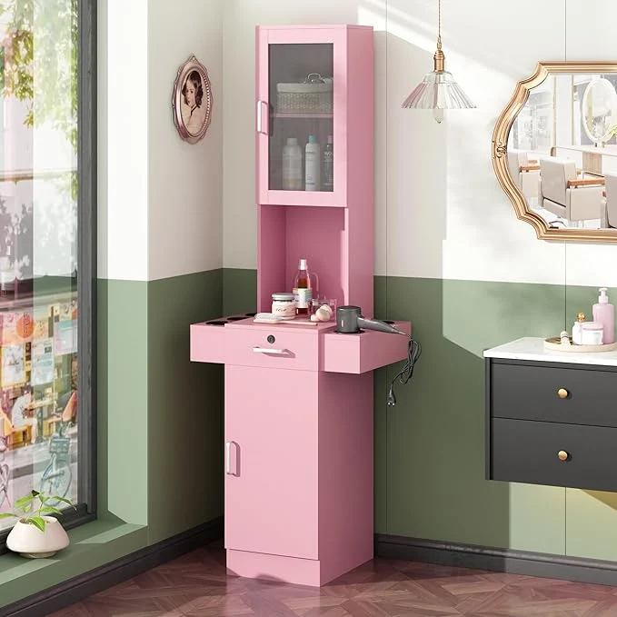 Elite RESHABLE Salon Station for Hair Stylist Hair Styling Storage Cabinet Contemporary