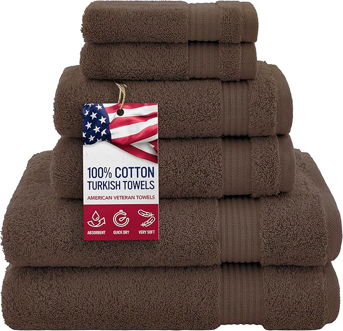 High-Quality American Veteran Towel Cotton Turkish 6 Piece Towel Set Luxury Towels Green