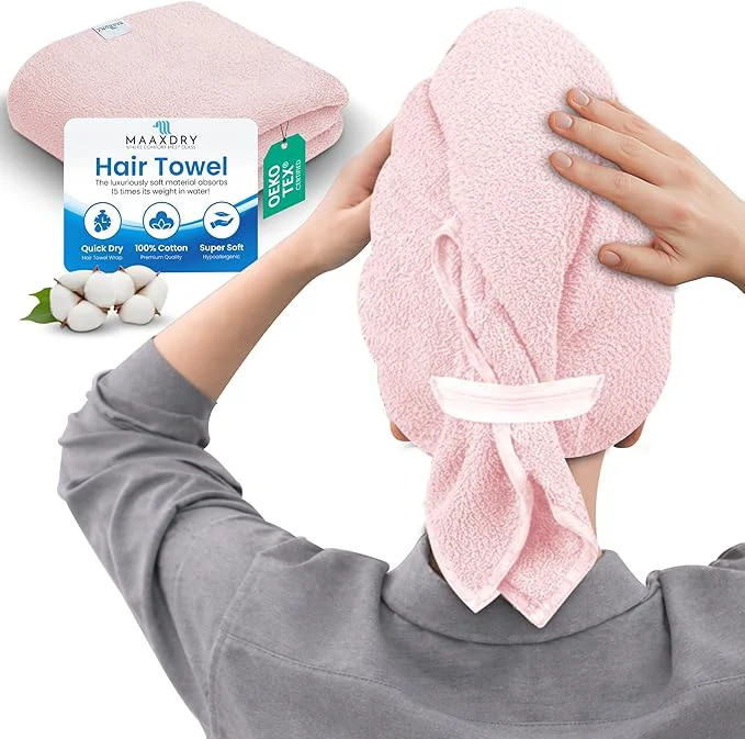 Relaxed Cotton Large Hair Towel Wrap Detailed