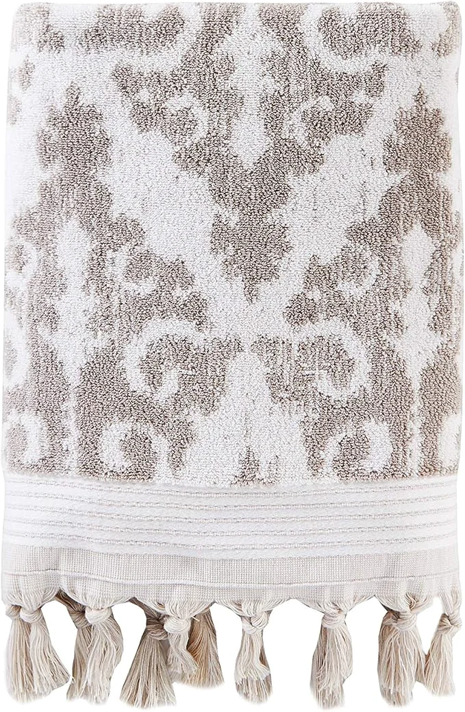 Convenient SKL Home Mirage Fringe Turkish Cotton Bath Towel Taupe 54.00 x 28.00 Practical