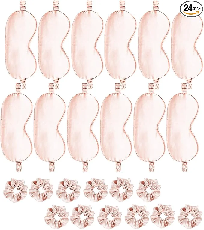 Eco-Friendly 24Pcs Satin Eye Mask Silk Sleep Masks Silky Eyes Cover Blackout Blindfold Innovative