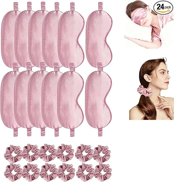 Smooth 24Pcs Satin Eye Mask Silk Sleep Masks Silky Eyes Cover Blackout Blindfold Long-Lasting