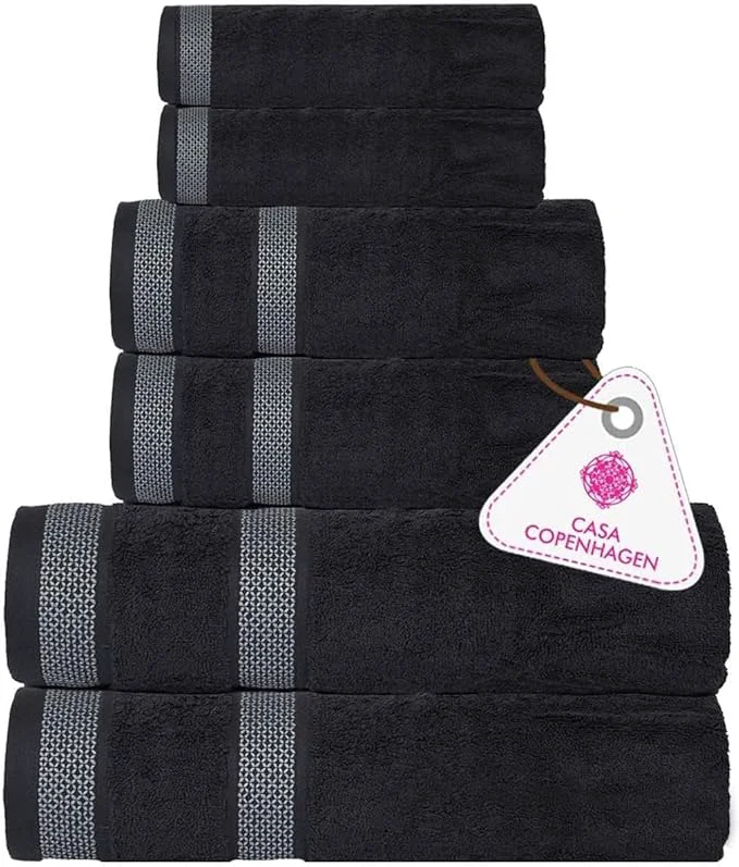 Efficient CASA COPENHAGEN Solitaire 6Pcs Egyptian Cotton Large Designer Towels Gift Elegant