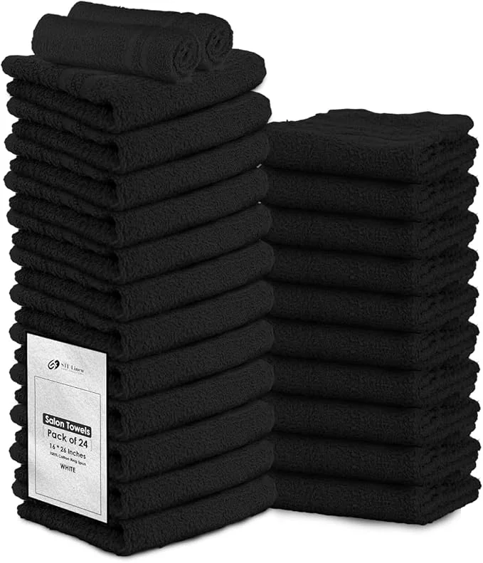 Innovative 24 Pack Black Hand Towels Cotton Spa Towels – 16x27 inches Highly High-End