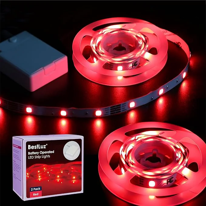 Premium Material Luz LED Strip Lights Battery Operated 3.33ft x 2 Pack Flexible LED Light Recyclable