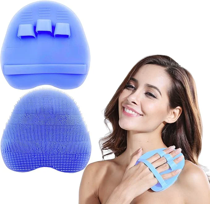 Stylish 1 Pack Soft Silicone Shower Brush Body Face Short Hair Wash Bath Functional