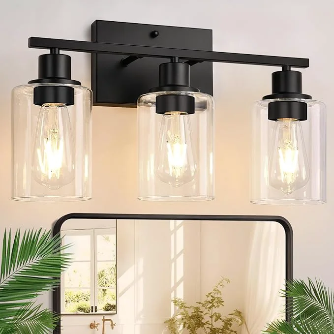 High-End Indoi 3 Light Bathroom Light Fixtures Matte Black Modern Vanity Lights Carefully Designed