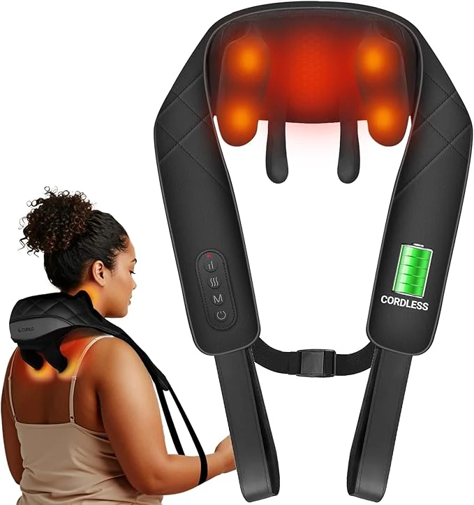 Fashionable CuPiLo Cordless Neck Massager for Pain Relief Deep Tissue FSA Eligible HSA Breathable